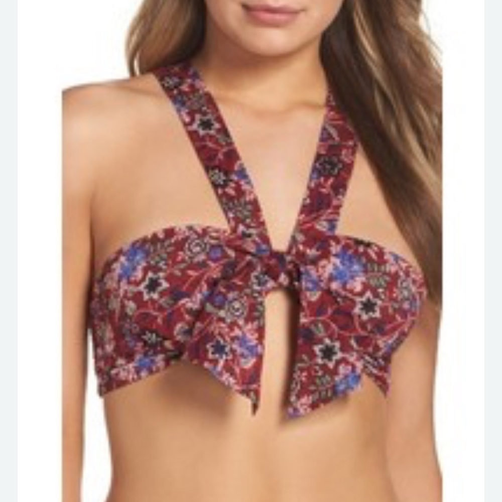 EUC Free People szXS Floral Tie Front Bralette Crop Top